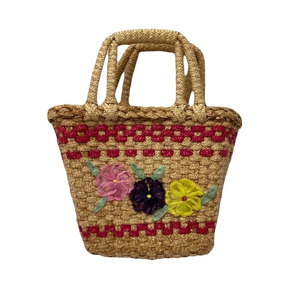 Vintage Mini Hand Made Weave Basket Bag Easter Bag - Picture 1 of 16